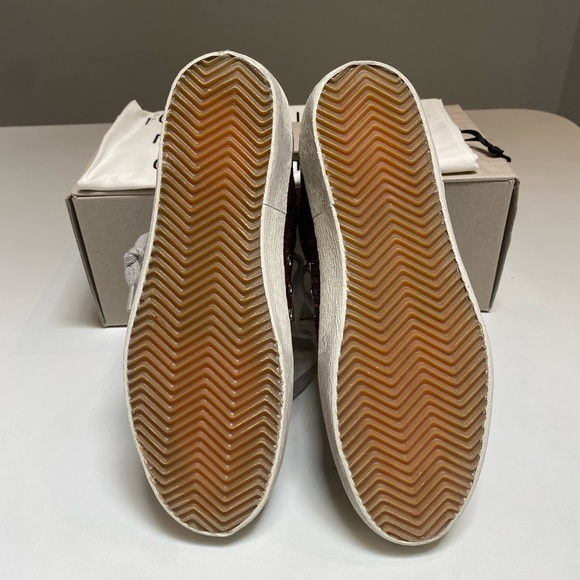 Golden Goose Mid Star Sneaker in Burgundy Glitter/Gray Suede sz 40 New in Box - Picture 9 of 13